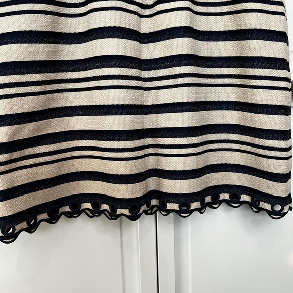 J. Crew | Striped | Scalloped | Shift Dress | Grommets | Navy & Beige | Size 4 - Picture 7 of 7